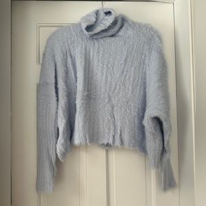 Free People Blue Cowl Neck Turtleneck Sweater Size Extra Small